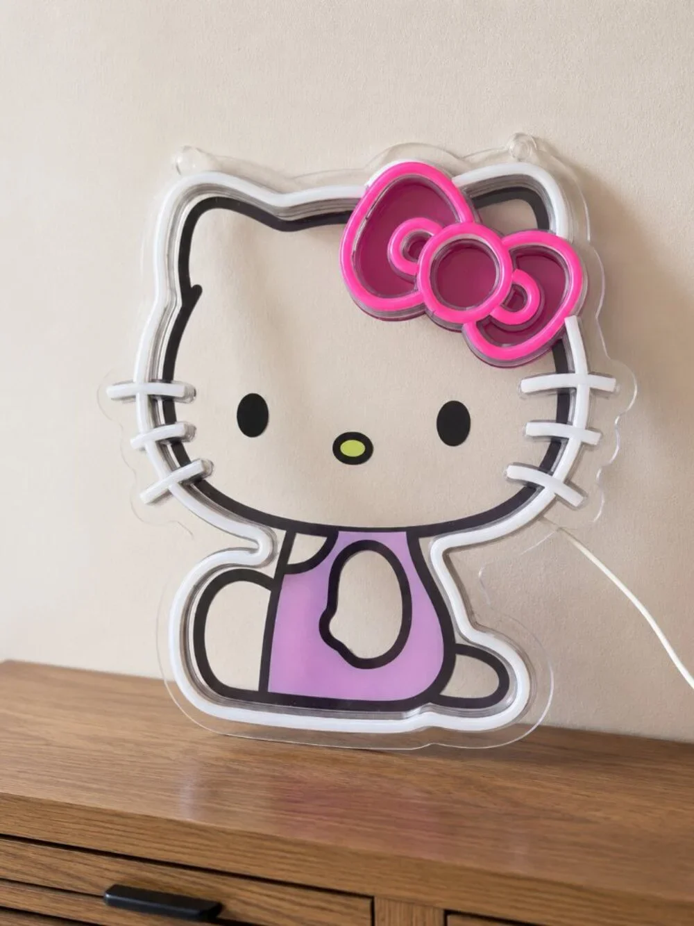 Hello Kitty LED Neon Wall Light Pink Bow Decor